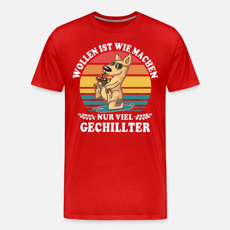 Känguru Chillen Wollen Machen - Männer Premium Bio T-Shirt - Rot