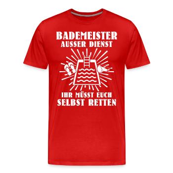 Schwimmmeister Retten - Männer Premium Bio T-Shirt - Rot - Vorne - Damien (186cm)
