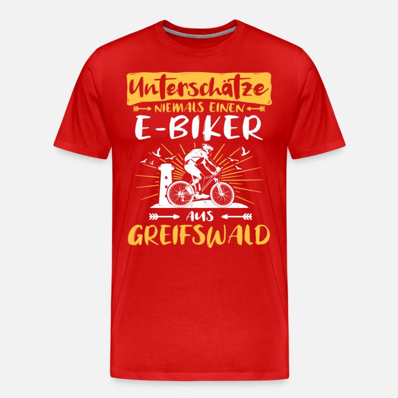 Ebike Greifswald Ebiking Greifswalder E-Biker - Männer Premium Bio T-Shirt - Rot