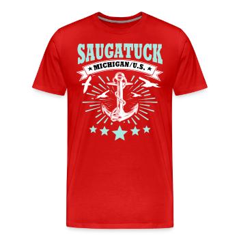 Saugatuck (Michigan) - T-shirt bio Premium Homme - rouge - Devant - Damien (186cm)