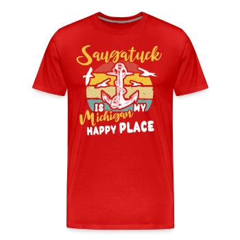 Saugatuck (Michigan) - T-shirt bio Premium Homme - rouge - Devant - Damien (186cm)