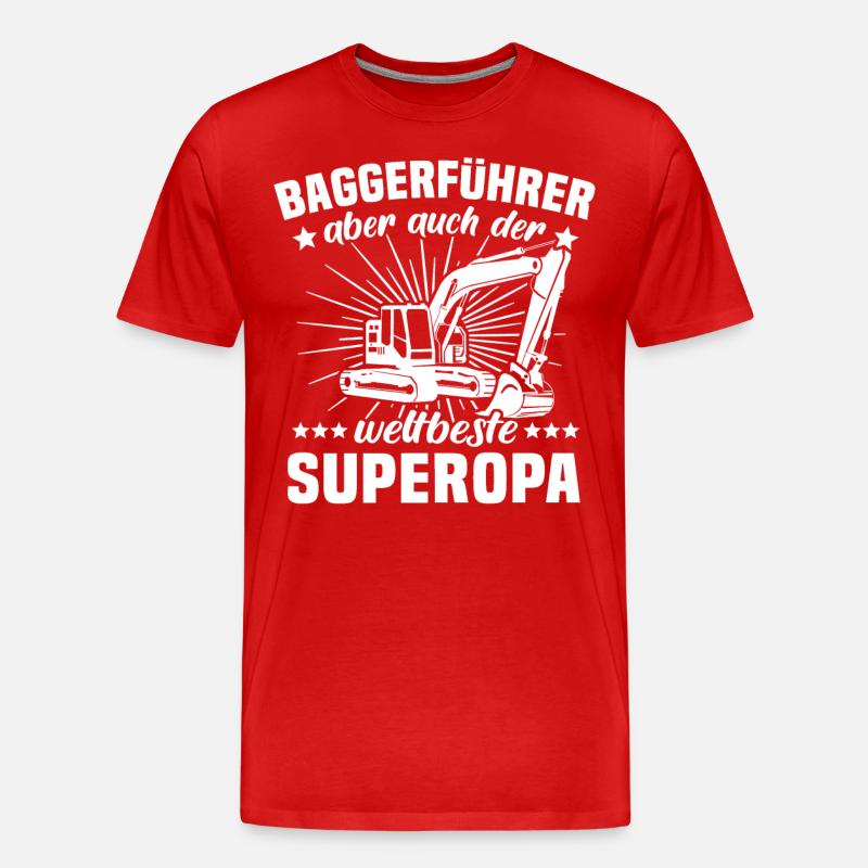 Baggerfuehrer Opa Baggert - Männer Premium Bio T-Shirt - Rot
