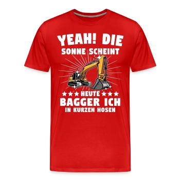 Baggerführer Baggerfahrer - Männer Premium Bio T-Shirt - Rot - Vorne - Damien (186cm)