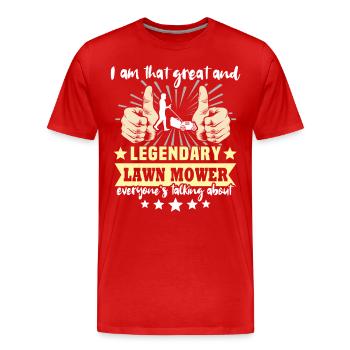 Rasenmäher Rasen Mähen - Männer Premium Bio T-Shirt - Rot - Vorne - Damien (186cm)