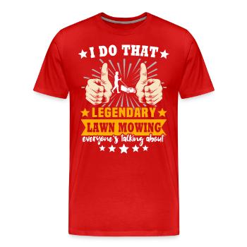 Lawn Mower Legend - Men's Premium Organic T-Shirt - red - Front - Damien (186cm)