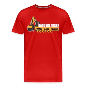 Baggerfahrer - Männer Premium Bio T-Shirt - Rot - Vorne - Damien (186cm)