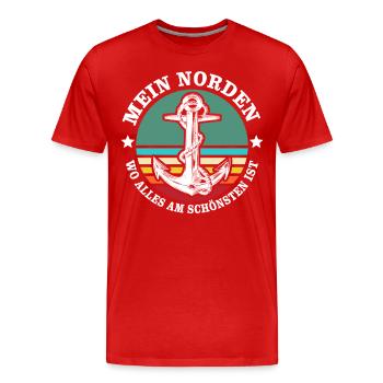 Norden Urlaub - Männer Premium Bio T-Shirt - Rot - Vorne - Damien (186cm)