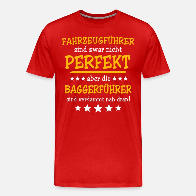 Baggerführer - Männer Premium Bio T-Shirt - Rot