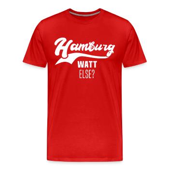 Hamburg Hamburger - Männer Premium Bio T-Shirt - Rot - Vorne - Damien (186cm)