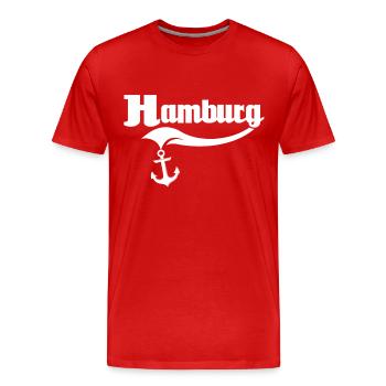 Hamburg Hamburger - Männer Premium Bio T-Shirt - Rot - Vorne - Damien (186cm)