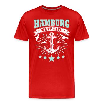 Hamburg Hamburger - Männer Premium Bio T-Shirt - Rot - Vorne - Damien (186cm)