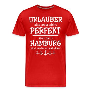 Hamburg Sprüche Hamburger - Männer Premium Bio T-Shirt - Rot - Vorne - Damien (186cm)