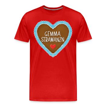 Gemma Strawanz Lebkuchenherz - Männer Premium Bio T-Shirt - Rot - Vorne - Damien (186cm)
