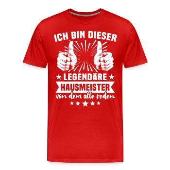 Hausmeister - Männer Premium Bio T-Shirt - Rot - Vorne - Damien (186cm)