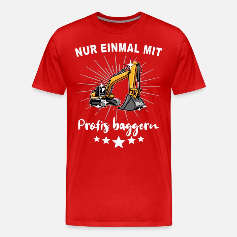 Baggerfahrer Bagger - Männer Premium Bio T-Shirt - Rot