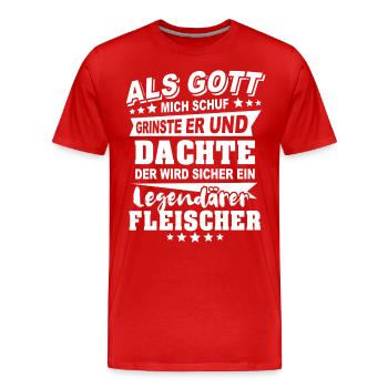Fleischer - Männer Premium Bio T-Shirt - Rot - Vorne - Damien (186cm)