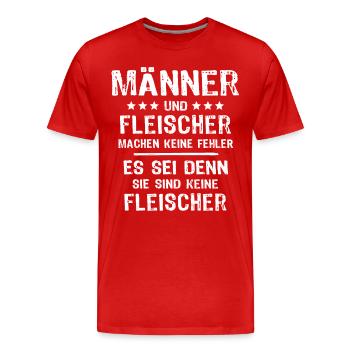 Fleischer - Männer Premium Bio T-Shirt - Rot - Vorne - Damien (186cm)