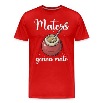 Yerba Mate Tee - Männer Premium Bio T-Shirt - Rot - Vorne - Damien (186cm)