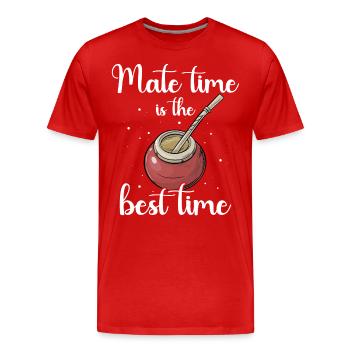 Mate Tee Bombilla - Männer Premium Bio T-Shirt - Rot - Vorne - Damien (186cm)