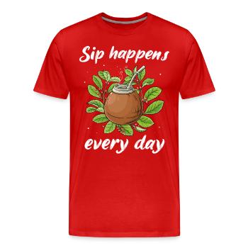 Yerba Mate Tee - Männer Premium Bio T-Shirt - Rot - Vorne - Damien (186cm)