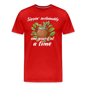 Yerba Mate Tee - Männer Premium Bio T-Shirt - Rot - Vorne - Damien (186cm)