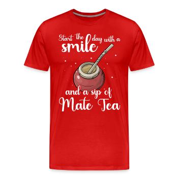 Mate Tee Bombilla - Männer Premium Bio T-Shirt - Rot - Vorne - Damien (186cm)