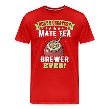 Buveurs de thé Yerba mate - T-shirt bio Premium Homme - rouge - Devant - Damien (186cm)