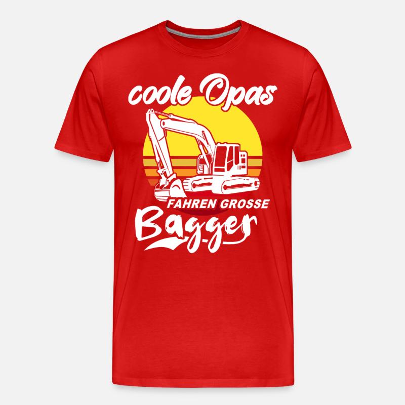 Baggerfahrer Opa Baggerführer - Männer Premium Bio T-Shirt - Rot