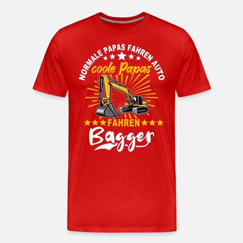 Baggerfahrer Papa Baggerführer - Männer Premium Bio T-Shirt - Rot
