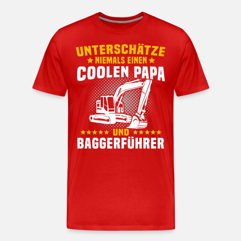 Baggerfahrer Papa Baggerführer - Männer Premium Bio T-Shirt - Rot