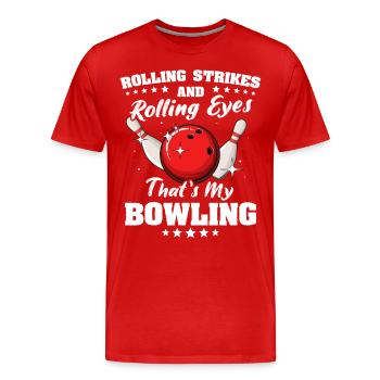 Bowling Bowler - Men's Premium Organic T-Shirt - red - Front - Damien (186cm)