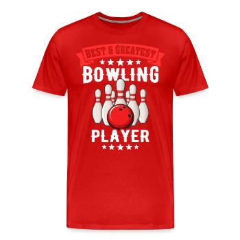 Bowler Bowling - Men's Premium Organic T-Shirt - red - Front - Damien (186cm)