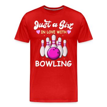 Bowling Bowler - Men's Premium Organic T-Shirt - red - Front - Damien (186cm)