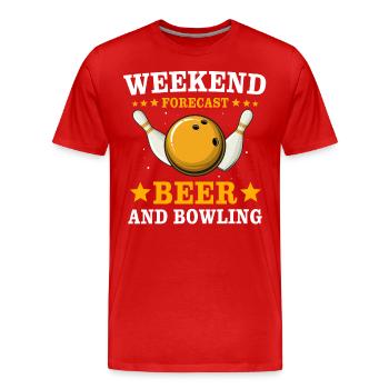 Bowling Bowler - Men's Premium Organic T-Shirt - red - Front - Damien (186cm)