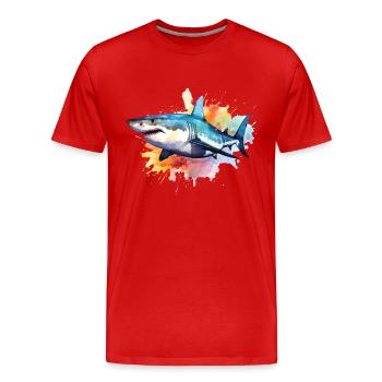 Aquarelles de requin - T-shirt bio Premium Homme - rouge - Devant - Damien (186cm)