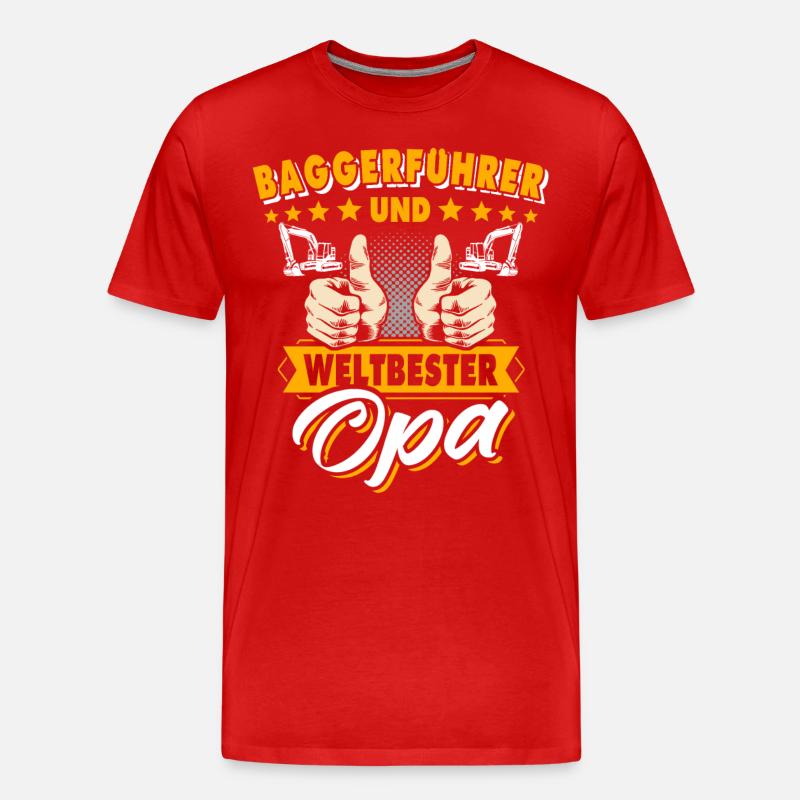 Opa Baggerfahrer - Männer Premium Bio T-Shirt - Rot
