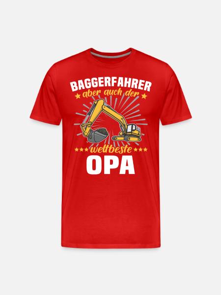 Opa Baggerfahrer - Männer Premium Bio T-Shirt - Rot