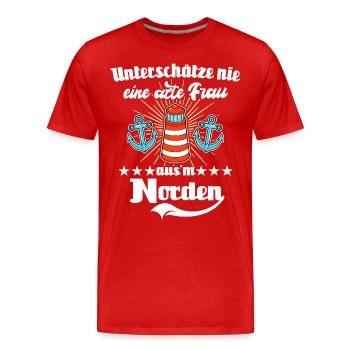 Nordener Sprüche Norden - Männer Premium Bio T-Shirt - Rot - Vorne - Damien (186cm)