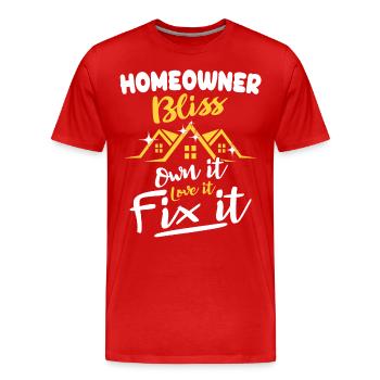 Achat d’une maison par les propriétaires - T-shirt bio Premium Homme - rouge - Devant - Damien (186cm)