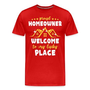 Propriétaires Propriétaires - T-shirt bio Premium Homme - rouge - Devant - Damien (186cm)