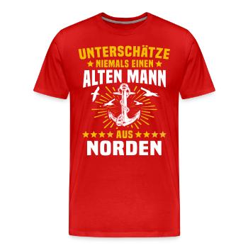Norden Mann Nordener Männer - Männer Premium Bio T-Shirt - Rot - Vorne - Damien (186cm)