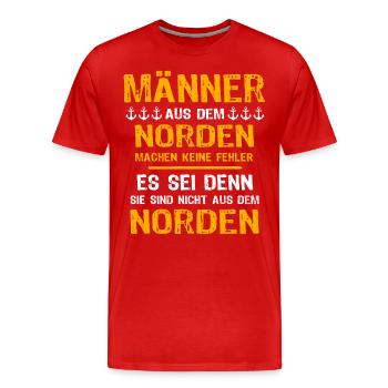 Norden Mann Nordener Männer - Männer Premium Bio T-Shirt - Rot - Vorne - Damien (186cm)
