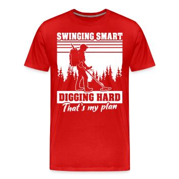 Sondes Détecteur de métaux Chasseur de trésors - T-shirt bio Premium Homme - rouge - Devant - Damien (186cm)