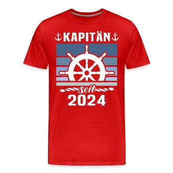Kapitän 2024 Bootsführerschein - Männer Premium Bio T-Shirt - Rot - Vorne - Damien (186cm)