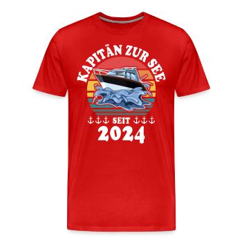 Boot Bootsführerschein 2024 Kapitän - Männer Premium Bio T-Shirt - Rot - Vorne - Damien (186cm)