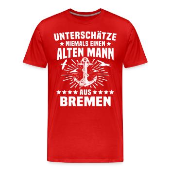 Bremen Bremer - Männer Premium Bio T-Shirt - Rot - Vorne - Damien (186cm)