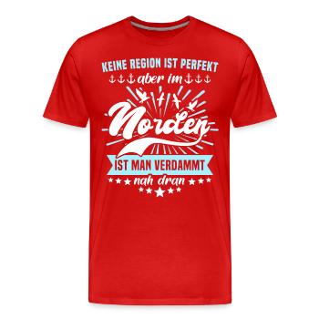 Norden Sprüche Nordener - Männer Premium Bio T-Shirt - Rot - Vorne - Damien (186cm)