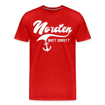 Norden Sprüche - Männer Premium Bio T-Shirt - Rot - Vorne - Damien (186cm)