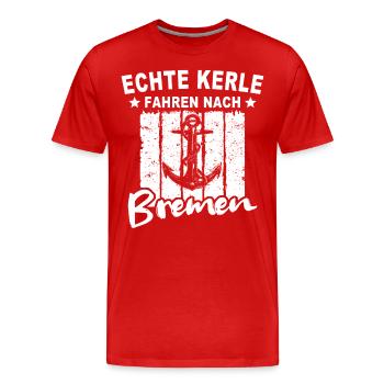 Bremen Bremer - Männer Premium Bio T-Shirt - Rot - Vorne - Damien (186cm)