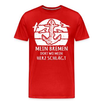 Bremen Bremer - Männer Premium Bio T-Shirt - Rot - Vorne - Damien (186cm)